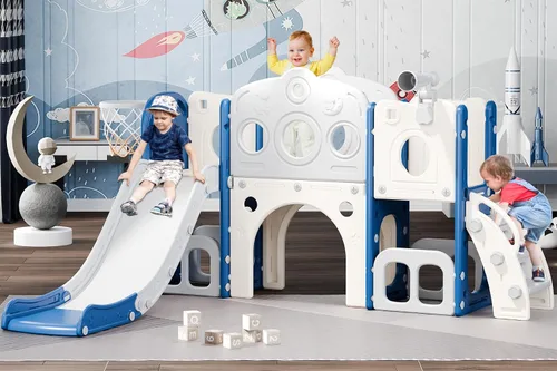 Vista 7 de Juego de tobogán Babytronic para niños pequeños, 8 en 1, tobogán para interiores y exteriores para niños de 1 a 3 años, juego para niños pequeños