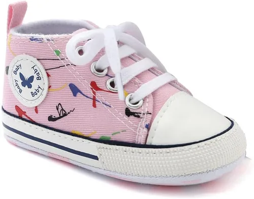 Vista 5 de Zapatos de lona para bebés recién nacidos, suela suave, para los primeros pasos, zapatos planos para niños pequeños, zapatos de mezclilla unisex