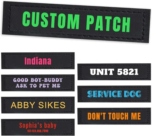 Vista 10 de Parches personalizados con nombre para arnés o collar de perro, texto personalizable, parches tácticos extraíbles, 2 parches personalizados