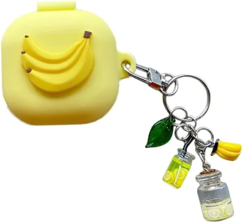 Vista 8 de Funda de silicona 3D con audífonos de frutas compatible con Samsung Galaxy Buds Live (2020), con bonitos accesorios para niños, adolescentes, niñas