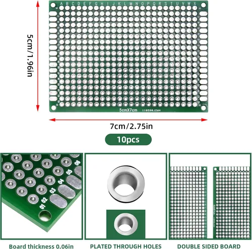 Vista 2 de Eagles 10 piezas de placa PCB de doble cara de 2.0 x 2.8 in, prototipo estañado DIY universal FR4 circuito impreso PCB placa protoboard PCB kit PCB