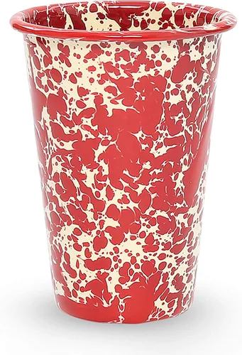 Vista 8 de Vaso esmaltado, 14 onzas, salpicadura negra/blanca (individual)