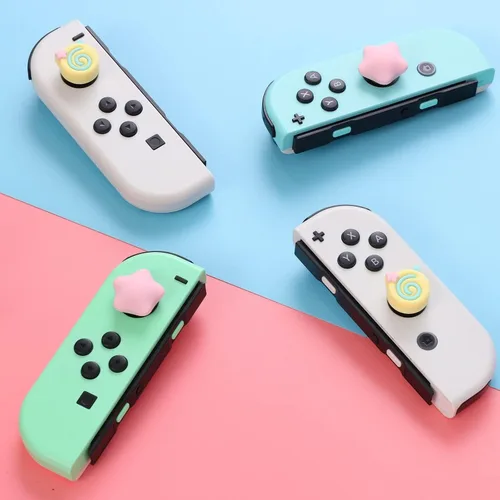 Vista 4 de Tapas de agarre para el pulgar, bonitos agarres para Nintendo Switch, funda de silicona suave compatible con Nintendo Switch/Switch OLED/Switch Rosa