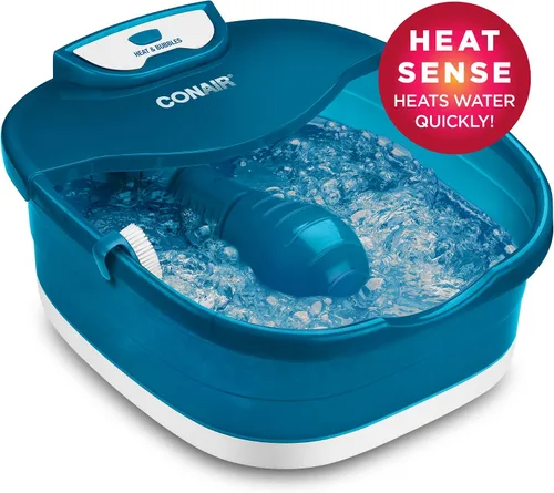 Vista 2 de Conair Bañera de spa para pies de pedicura con calor que alcanza los 104 grados, rodillos de masaje para pies, burbujas relajantes, piedra pómez