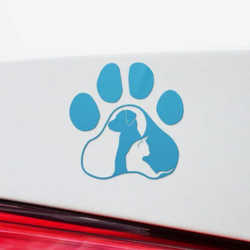 Vista 4 de Adhesivos adhesivos de pata de perro y gato 2 (azul celeste) (juego de 2) calcomanías de vinilo impermeables de alta calidad para laptop, teléfono