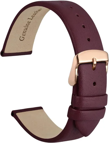 Vista 51 de WOCCI Correa de reloj elegante de 0.315 in de ancho, correa de repuesto de cuero genuino con hebilla dorada (negro)
