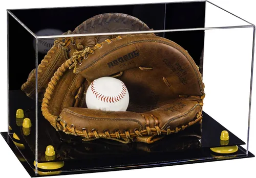 Vista 69 de Better Display Cases Vitrina de guantes de béisbol de acrílico transparente con elevadores negros (A011/V16)