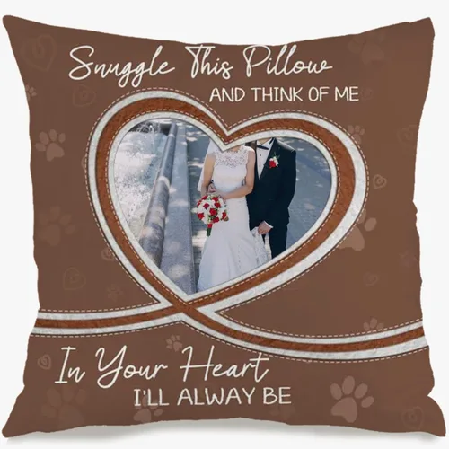 Vista 8 de One Photo Remembrance Pillow Case with Personalized Text Creating a comforting Home décor Piece That Also Brings Emotional Gift Significance