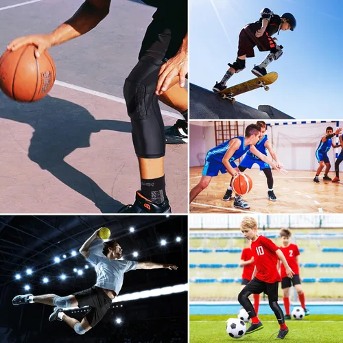 Vista 7 de Youth Kids Pants with Knee Pads Basketball Compression 34 Capri Padded Leggings Sport Tights Boys Girls