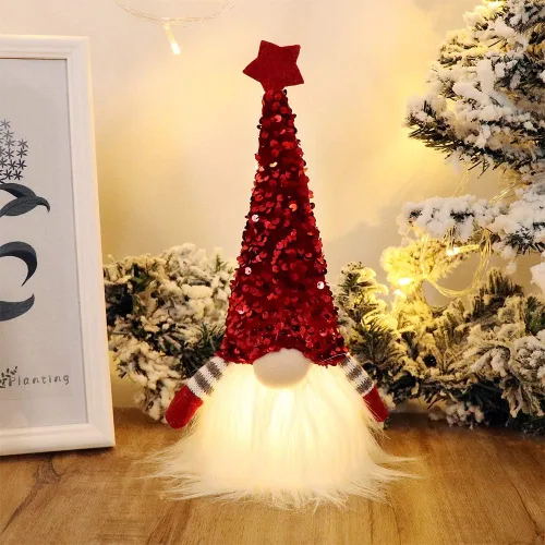 Vista 2 de GMOEGEFT Luces escandinavas de gnomo de Navidad con temporizador, gnomo sueco de Santa Tomte, decoración de Navidad nórdica, juego de 2