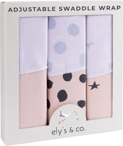 Vista 3 de Ely's & Co. Juego de 3 mantas ajustables para bebé (rosa rubor, 0-3 meses)