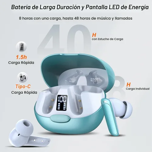 Vista 7 de Auriculares de traducción de idiomas AI, auriculares de traductor 3 en 1 en tiempo real con 7 modos de traducción, con llamada de audio y video Azul