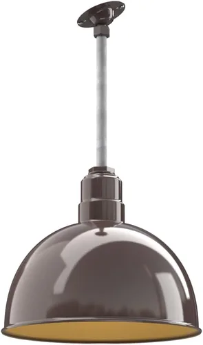 Vista 15 de Steel Lighting Co. Colgante de cuenco rosa Lámpara montada en el techo Cúpula de 15 pulgadas vástago de 12 pulgadas Estilo granero de acero
