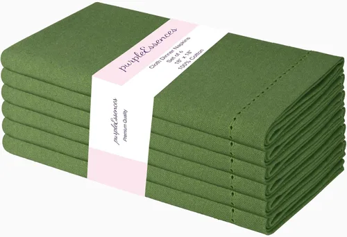Vista 20 de PurpleEssences Juego de 6 servilletas de tela de vainica, 100% algodón, suaves, duraderas, lavables, ideales para bodas, Navidad, vacaciones