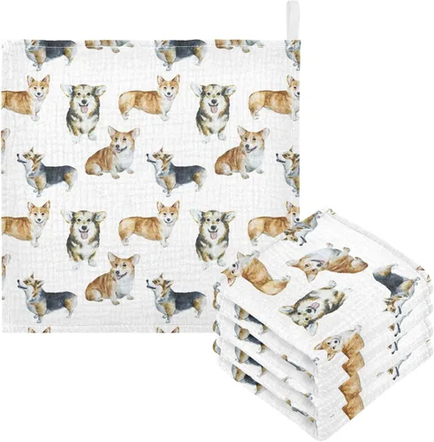 Vista 20 de Toallas de algodón para bebé, toallas de baño unisex para recién nacidos, toallitas naturales para piel delicada, 11.8 x 11.8 pulgadas, paquete de 5