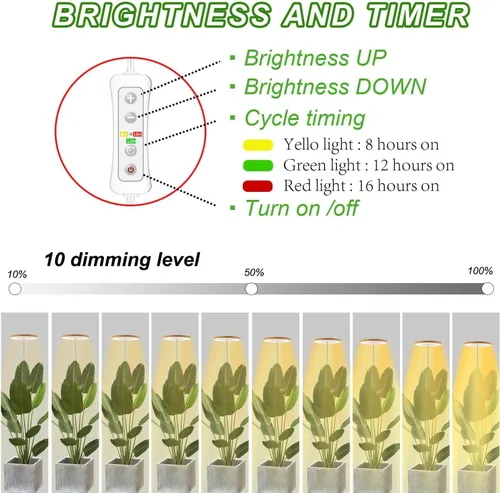 Vista 3 de yadoker 72 LEDs Luz de cultivo de plantas para plantas de interior, Luz de escritorio de aluminio con grano de madera de nogal LED, Altura