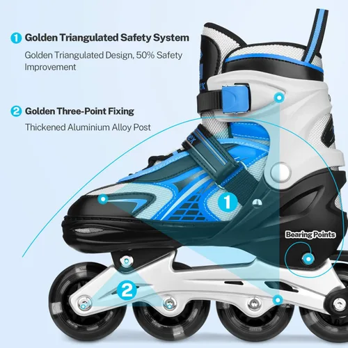 Vista 2 de Gonex Inline Skates for Girls Boys Kids, Light Up Roller Blades, Blue Azul