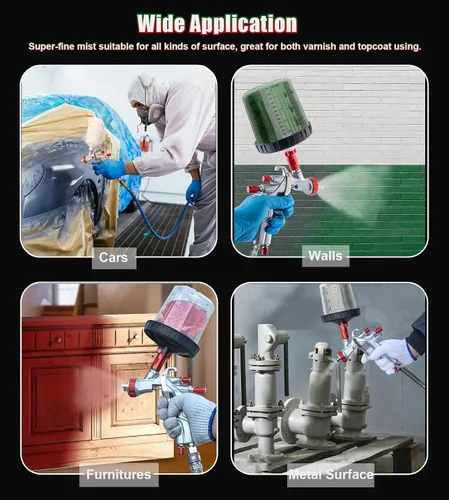 Vista 6 de DAXINYANG YT-160 LVLP Pistolas de pintura automotrices con boquillas de 1.3/1.5/1.7/2.0mm y regulador de aire y separador de agua y aceite, pistola