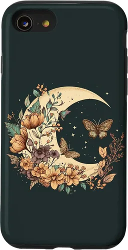 Vista 13 de Funda bohemia con diseño de luna creciente y mariposa para iPhone 15