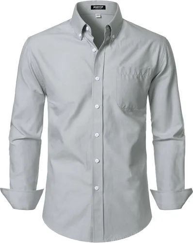 Vista 9 de JEMITOP Camisas de manga larga Oxford ligeras para hombre