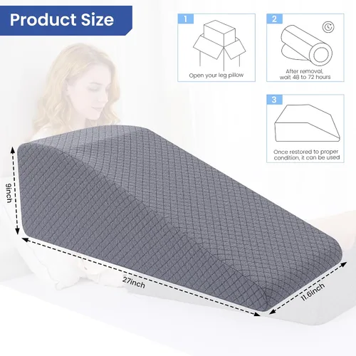 Vista 2 de HOMBYS Almohada de elevación de piernas para después de la cirugía, reemplazo y recuperación de rodilla, almohada de cuña para rodilla, cadera