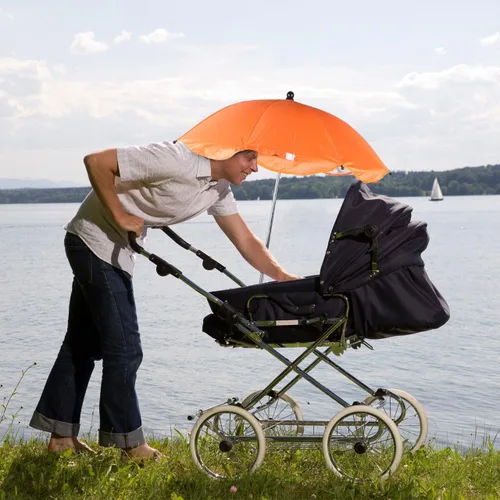 Vista 7 de Garneck Paraguas con clip para cochecito con abrazadera de protección UV para parasol resistente al agua para sillas de empuje para lluvia