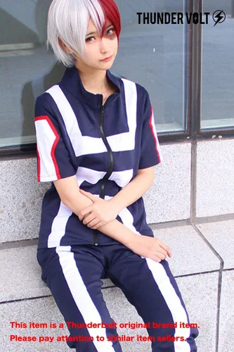 Vista 6 de Thundervolt Disfraz de uniforme de gimnasia para cosplay de anime (talla M)
