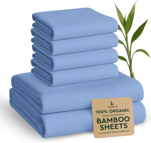 Vista 25 de BAMPURE Juego de sábanas tamaño Queen, 100% viscosa pura derivada de bambú, sábanas súper suaves y refrescantes para personas que duermen con calor