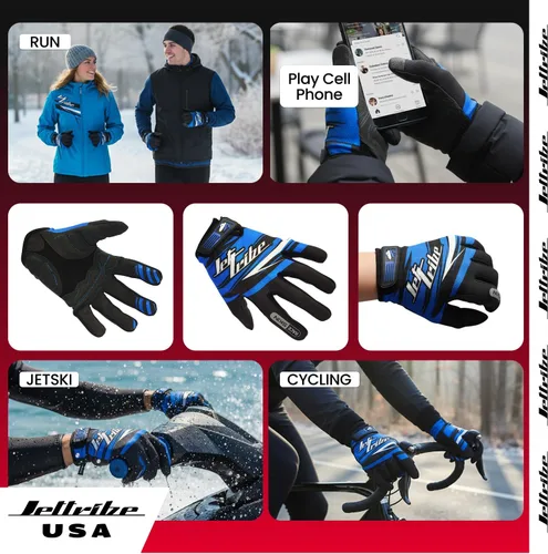 Vista 5 de Jettribe Race Skin PWC - Guantes de recreación Dedo completo fino y transpirable Accesorios de moto acuática para hombres y mujeres jóvenes