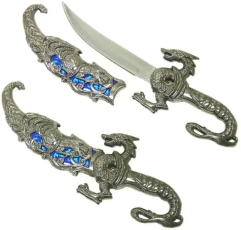 Vista 2 de Wuu Jau H-858-BL Daga de exhibición de dragón, 10", azul