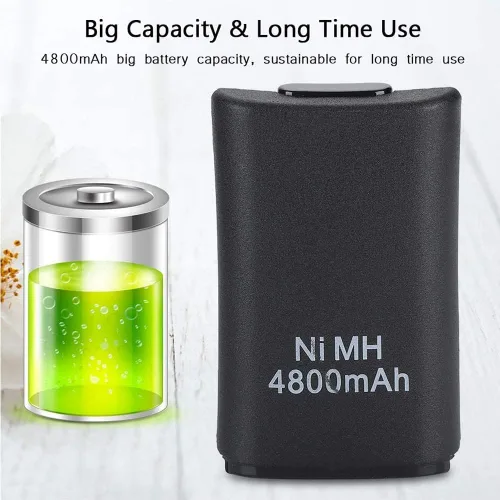 Vista 2 de Bewinner Batería recargable para Xbox 360 viene con cable de carga USB y base de carga batería recargable de repuesto de 4800 mAh batería de reserva