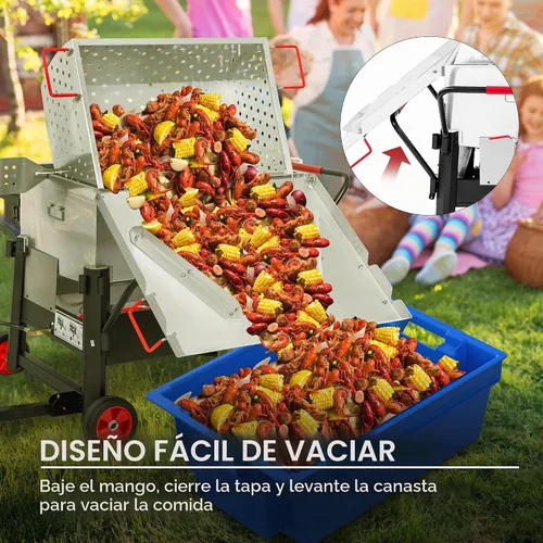 Vista 7 de Creole Feast CFB2001 150 QT Caldera de cangrejos de doble saco al aire libre con gas propano y paleta agitadora con soporte plegable para cilindros