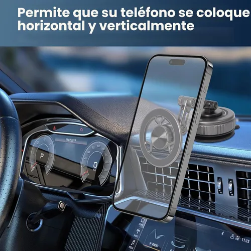 Vista 2 de Soporte magnético de teléfono para automóvil 360 con succión de vacío ajustable para iPhone 17 Pro Max 16 15 14 13 12 Air Plus
