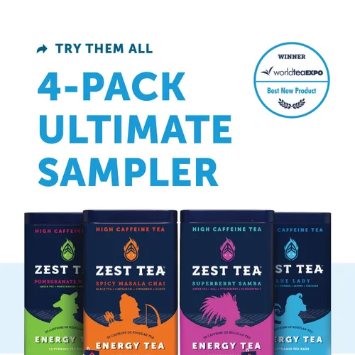 Vista 8 de Bolsas de Té Zest Energy – Té negro Blue Lady de Maracuyá – Té con alta cafeína para energía matutina, enfoque y claridad – Té natural con cafeína
