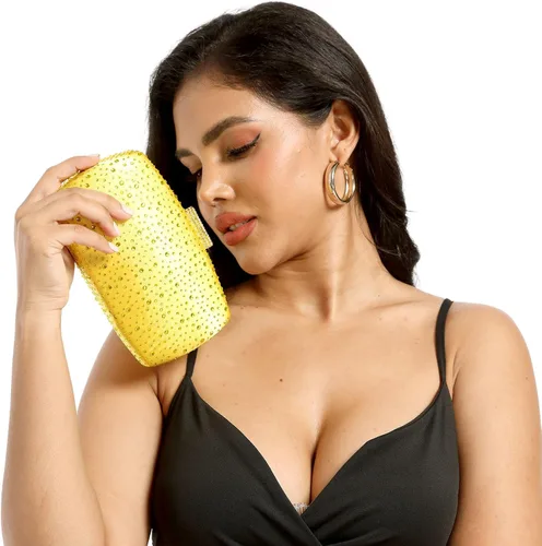 Vista 2 de Boutique De FGG Bolsos de noche para mujer, bolsos de mano de cristal para fiesta de boda, bolsos de diamantes de imitación para novia