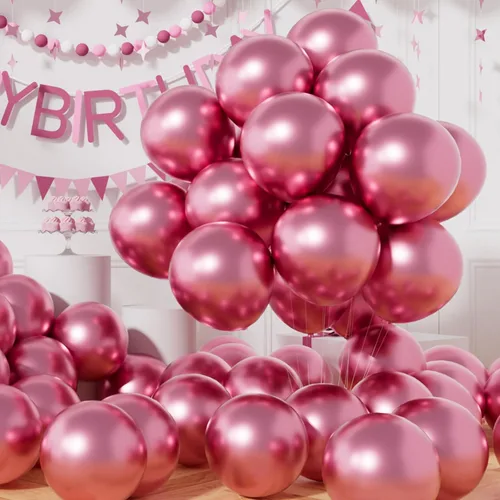 Vista 13 de AULE Globos metálicos negros de 12 pulgadas, 50 globos de látex negros, helio cromado, globo grueso brillante, decoración perfecta para fiesta