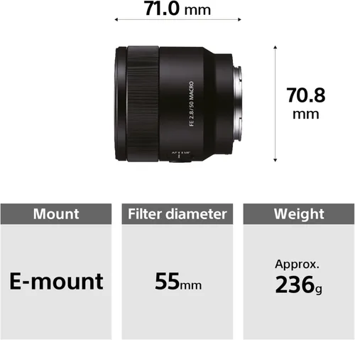 Vista 7 de Sony sel50 m28 Fe 50 mm F2.8 Full Frame lente con montura tipo E (Negro)