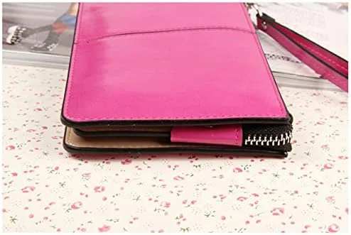 Vista 4 de Cartera de mano de piel sintética de color sólido para mujer, cartera y tarjetas de identificación de crédito