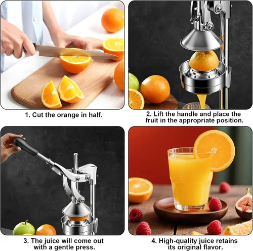 Vista 7 de Exprimidor de cítricos manual de alta resistencia, exprimidor manual profesional de hierro fundido, exprimidor de frutas, máquina exprimidora