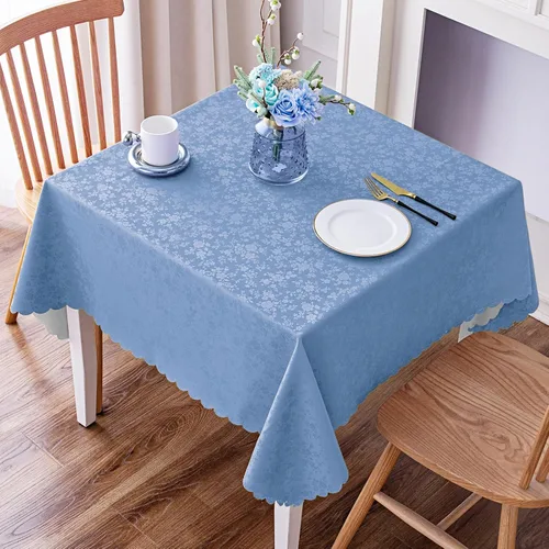 Vista 106 de Smiry Mantel cuadrado, mantel de vinilo resistente al agua, lavable, para cocina y comedor (azul bebé, 54 x 54 pulgadas)