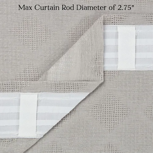 Vista 4 de Chanasya Paneles de cortina semitransparentes con textura de diamante de 2 paneles de alta calidad, pestaña trasera 3 en 1, bolsillo para barra Gris