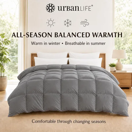 Vista 4 de URBANLIFE Goose Down Fiber Comforter 2PCS, Duvet Insert, King, Grey