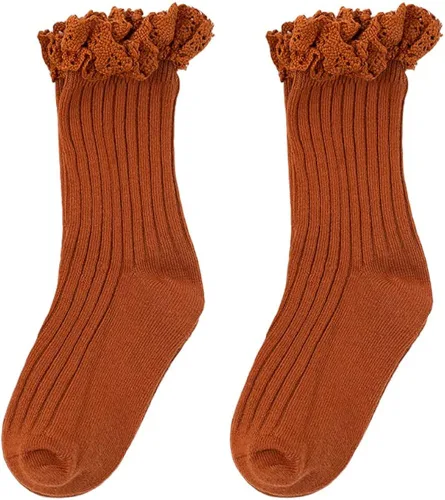 Vista 4 de Calcetines vintage de encaje al tobillo con volantes para niñas pequeñas