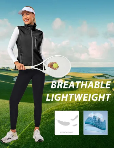 Vista 4 de Little Donkey Andy Chaleco Softshell ligero a prueba de viento para mujer, para golf, tenis, correr, ciclismo