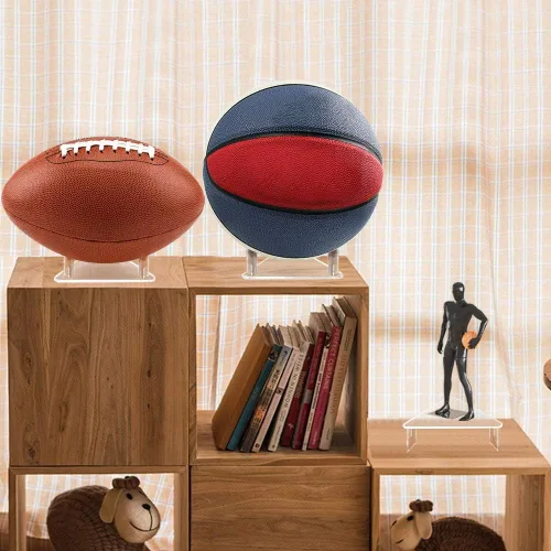 Vista 2 de Tasybox Soporte de bola acrílica, estante de almacenamiento de pelotas deportivas para baloncesto, fútbol, voleibol, fútbol, pelotas de rugby
