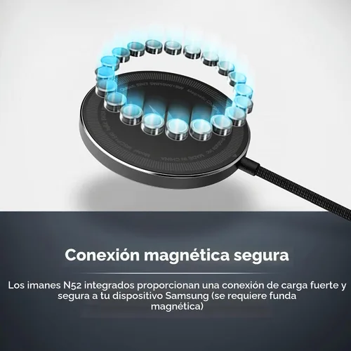 Vista 7 de Galvanox Cargador inalámbrico magnético para Samsung, compatible con MagSafe, el juego incluye adaptador de corriente PPS de carga rápida