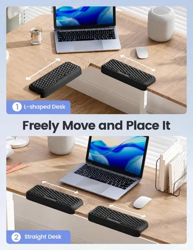Vista 5 de Vaydeer 2 almohadillas para coderas, coderas en forma de L, cojín de borde de escritorio, ergonómico de espuma viscoelástica, reposamuñecas, teclado