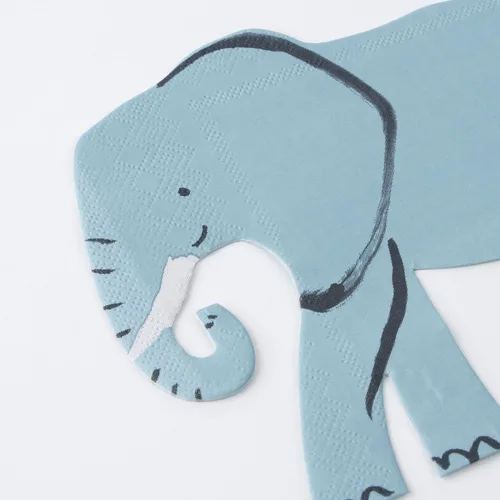 Vista 3 de Meri Meri Servilletas de papel de 3 capas gruesas y absorbentes (paquete de 16), desechables con diseño de elefante
