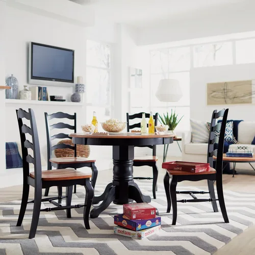 Vista 8 de Homestyles - Juego de 2 sillas de comedor de estilo francés campestre negro