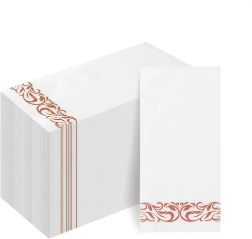 Vista 8 de Goodluck Paquete de 100 unidades de toallas de invitados con tacto de lino desechables – Toallas de mano de papel suaves y absorbentes para baño